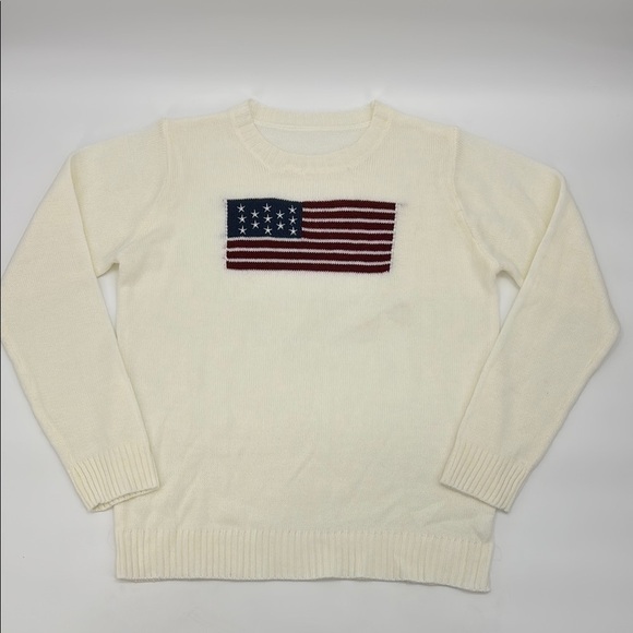 Cream Sweater with American Flag Design size Large - Picture 1 of 5